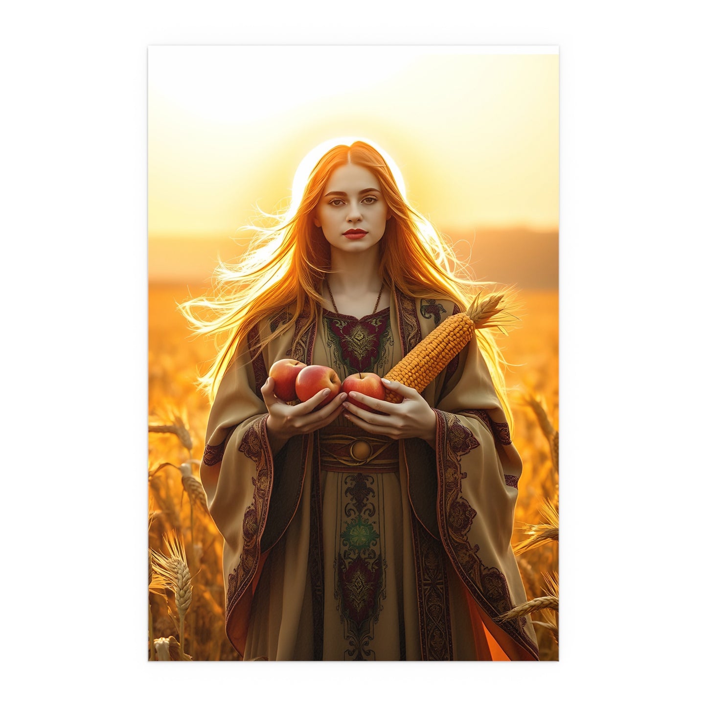 Silk Poster Harvest Goddess Sunset Field Art Print