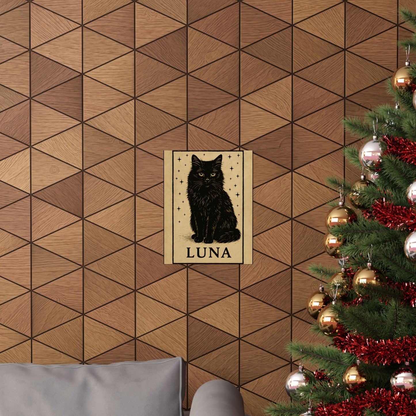 Mystical Black Cat Poster - Luna, Cat Art Print, Witchy Decor, Gift for Cat Lovers, Wall Art for Home, Magical Aesthetic