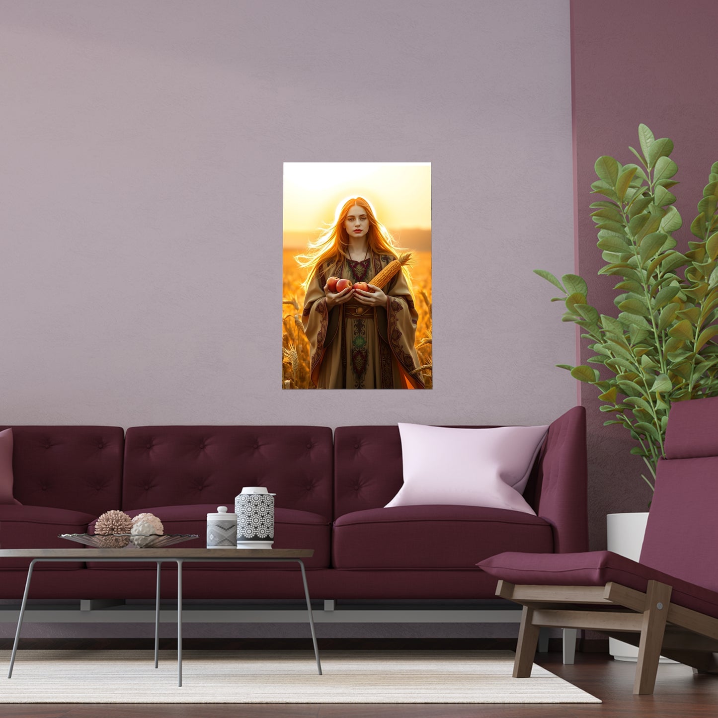 Silk Poster Harvest Goddess Sunset Field Art Print