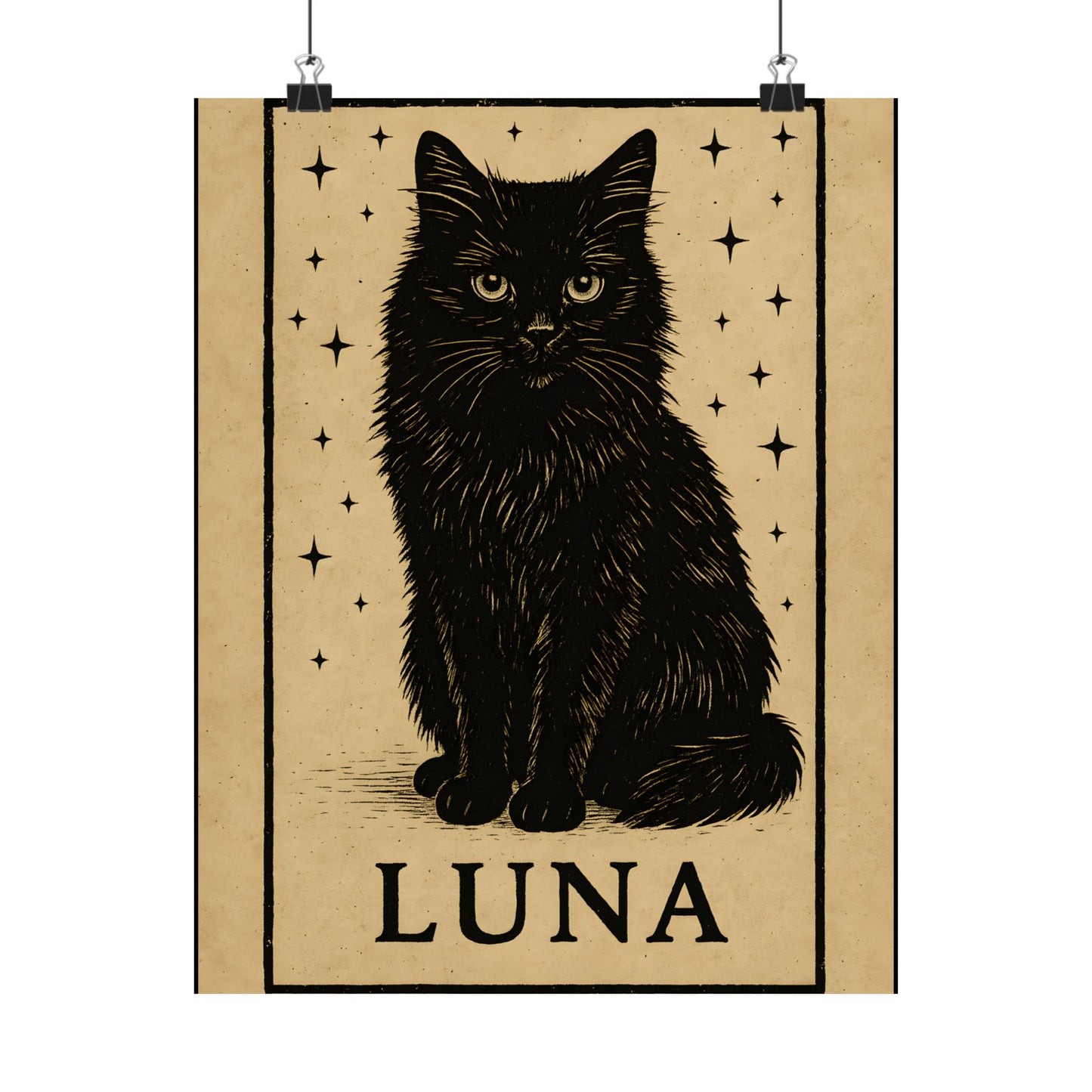 Mystical Black Cat Poster - Luna, Cat Art Print, Witchy Decor, Gift for Cat Lovers, Wall Art for Home, Magical Aesthetic