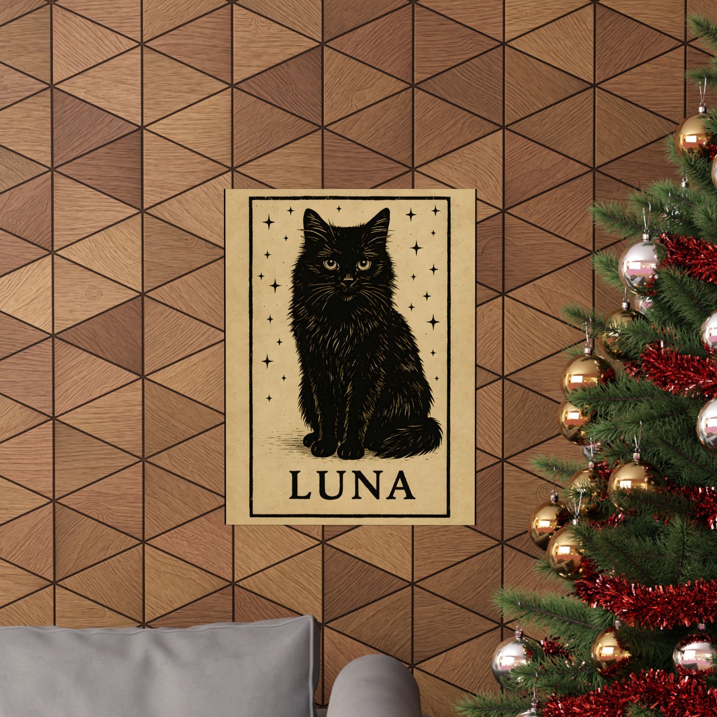 Mystical Black Cat Poster - Luna, Cat Art Print, Witchy Decor, Gift for Cat Lovers, Wall Art for Home, Magical Aesthetic