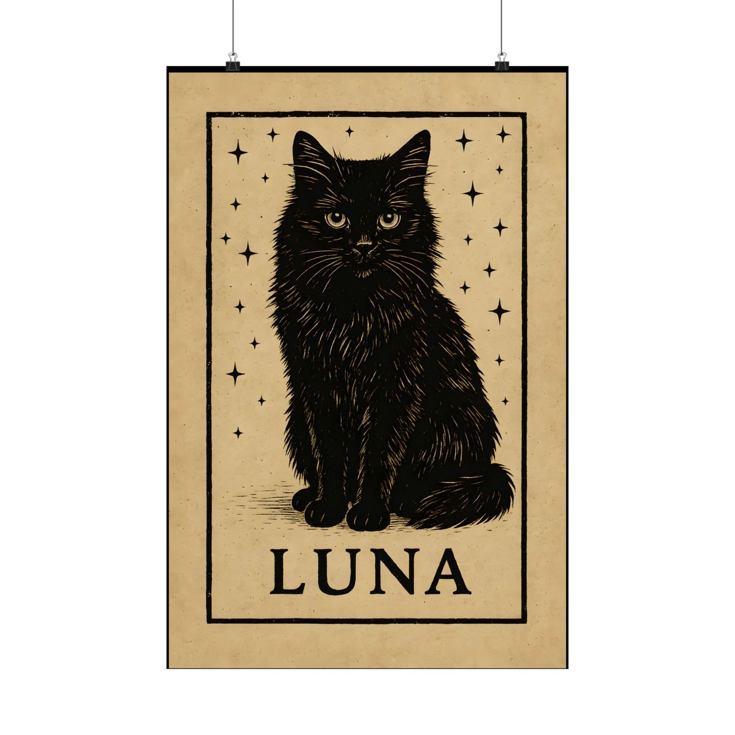 Mystical Black Cat Poster - Luna, Cat Art Print, Witchy Decor, Gift for Cat Lovers, Wall Art for Home, Magical Aesthetic