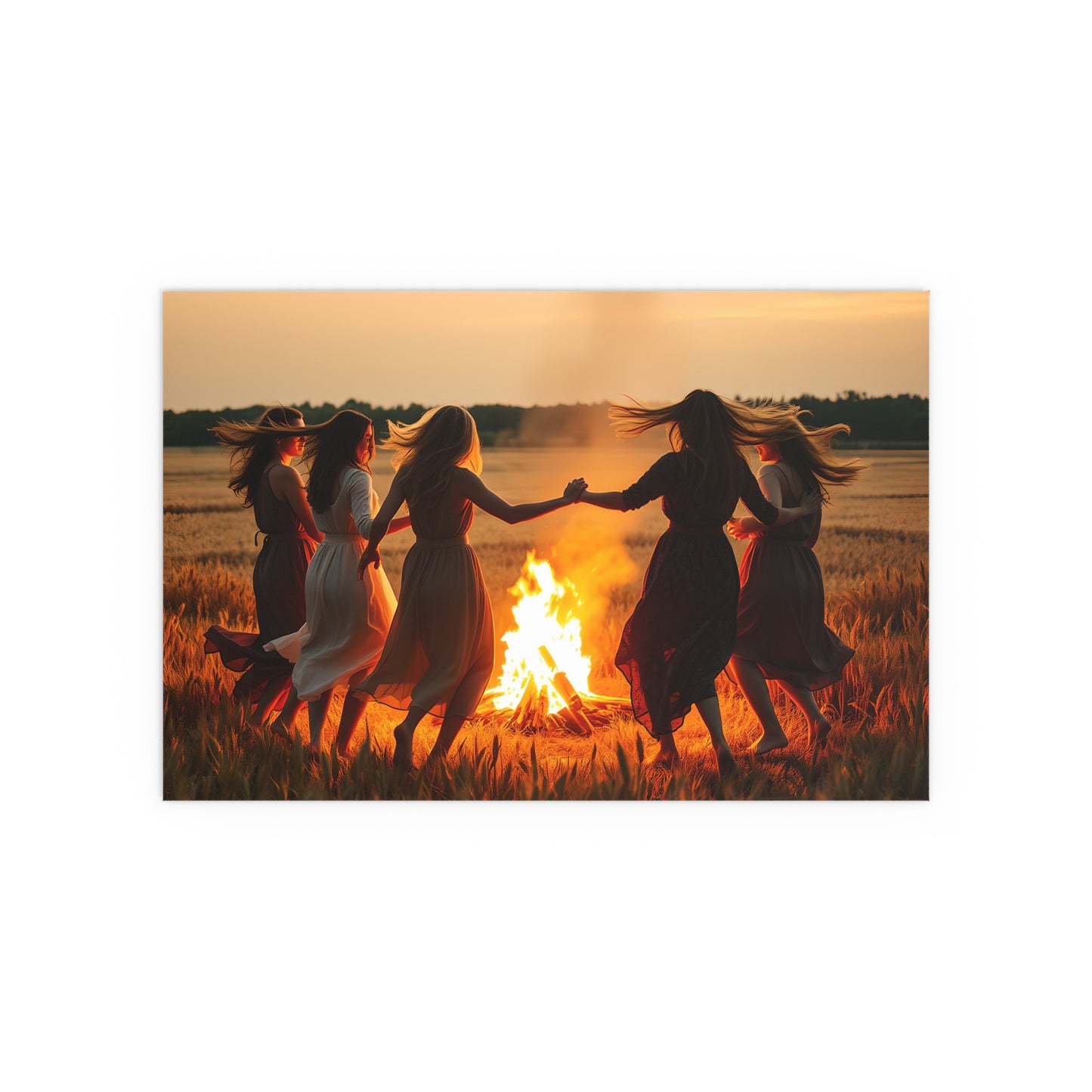 Poster - Witchy Women Dancing in Golden Field at Sunset
