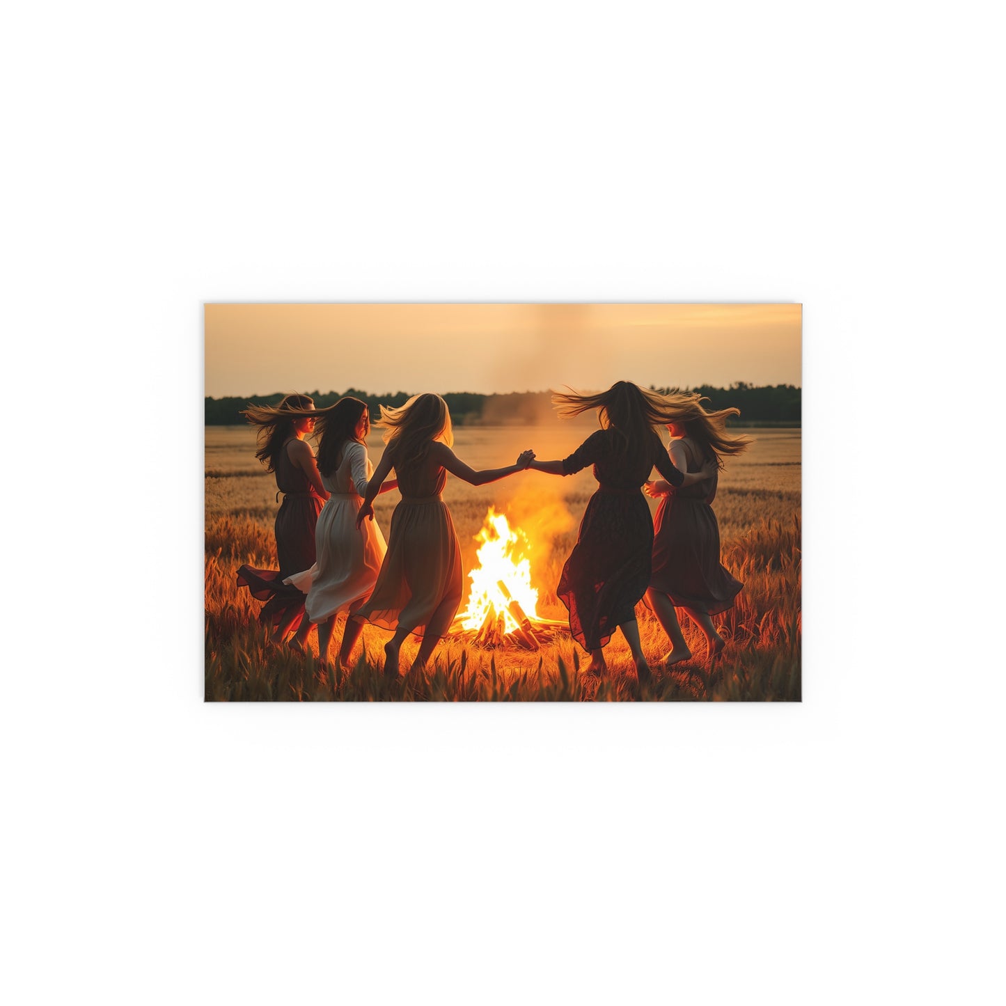 Poster - Witchy Women Dancing in Golden Field at Sunset