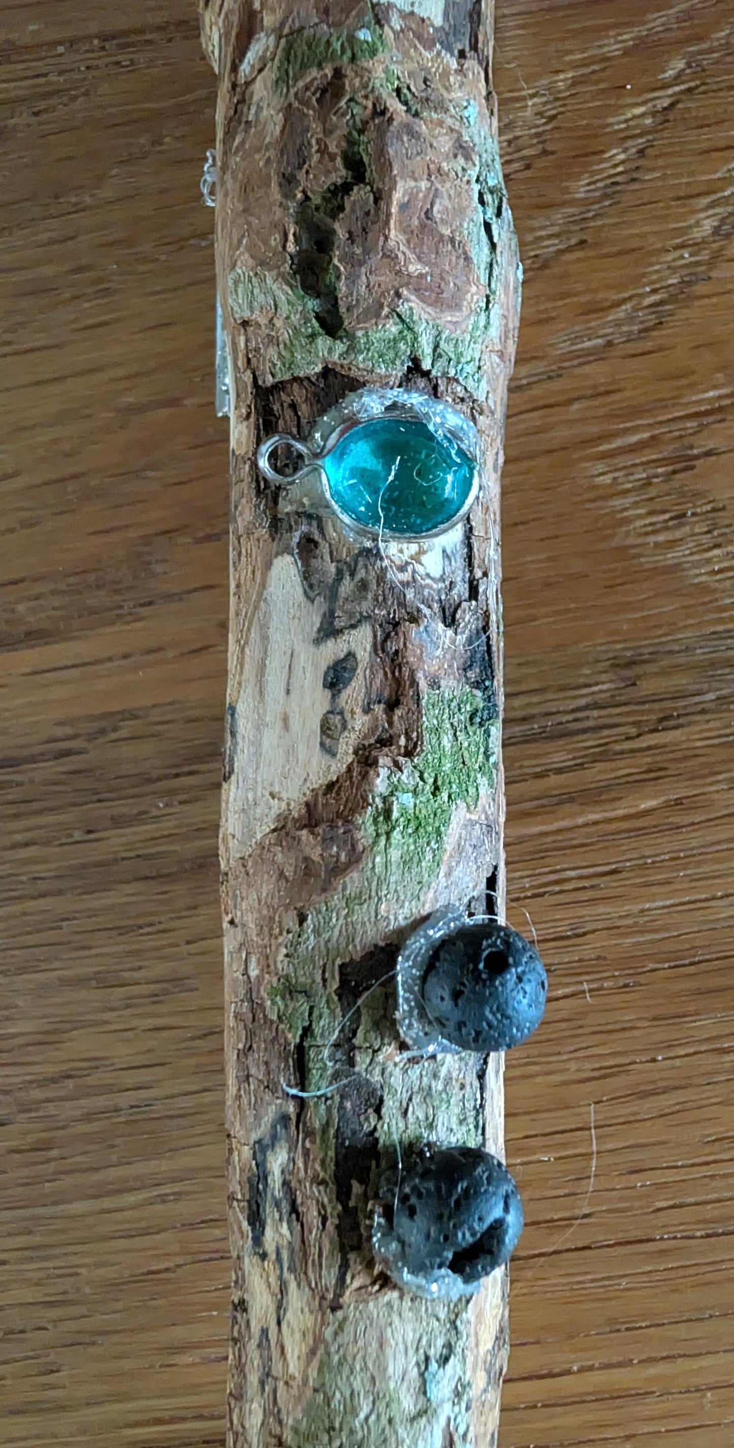 Handcrafted Double Quartz-Tipped Silver Birch Wand | Natural Moss, Blue Gemstones & Silver Rose Detail | Wiccan Ritual Tool | Wicca Journey