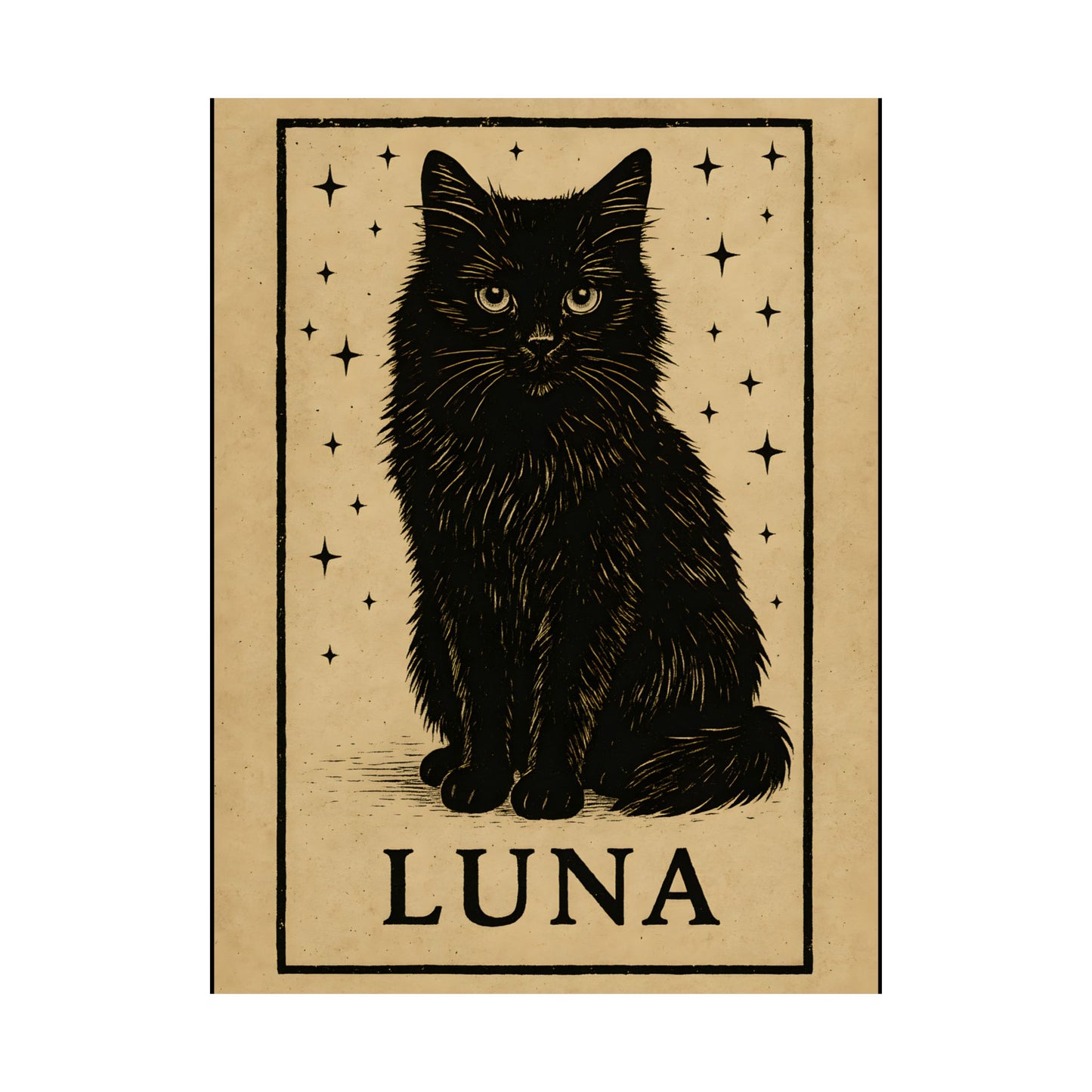 Mystical Black Cat Poster - Luna, Cat Art Print, Witchy Decor, Gift for Cat Lovers, Wall Art for Home, Magical Aesthetic