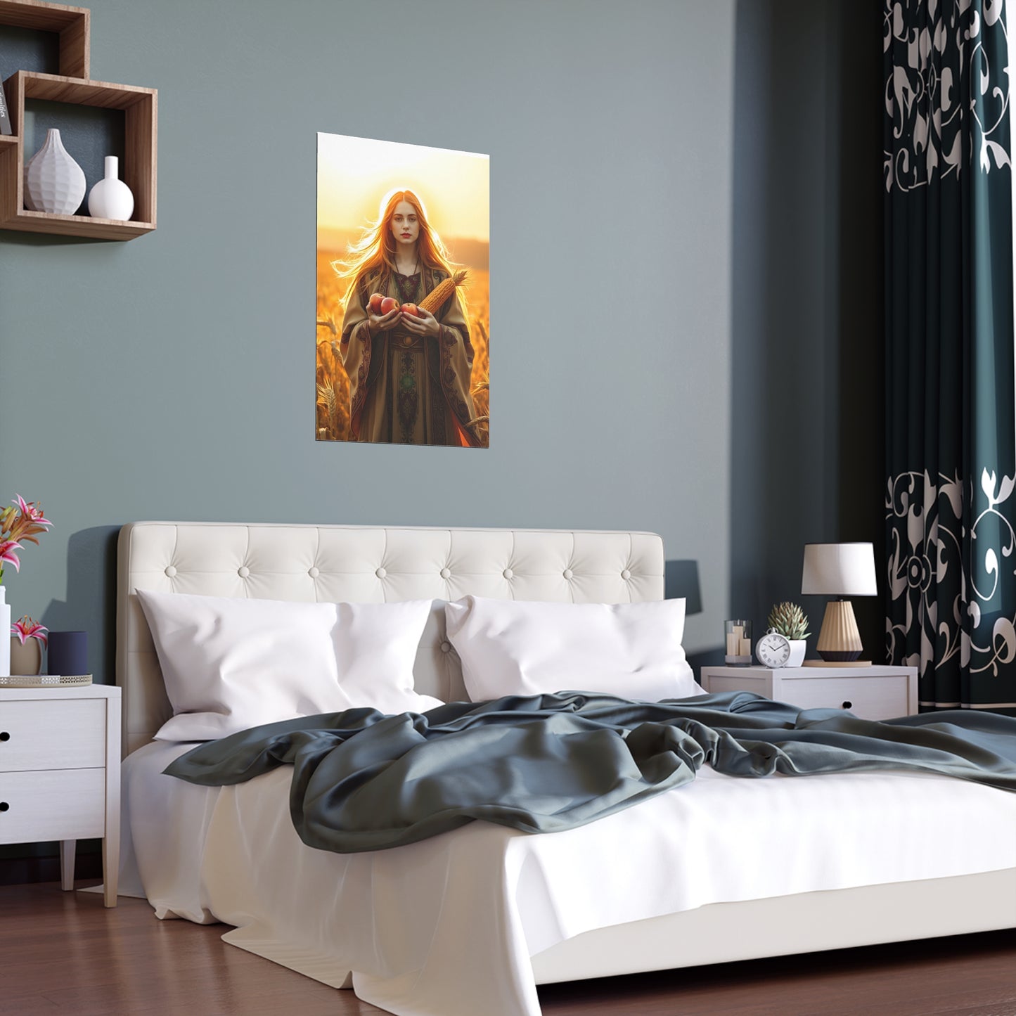 Silk Poster Harvest Goddess Sunset Field Art Print