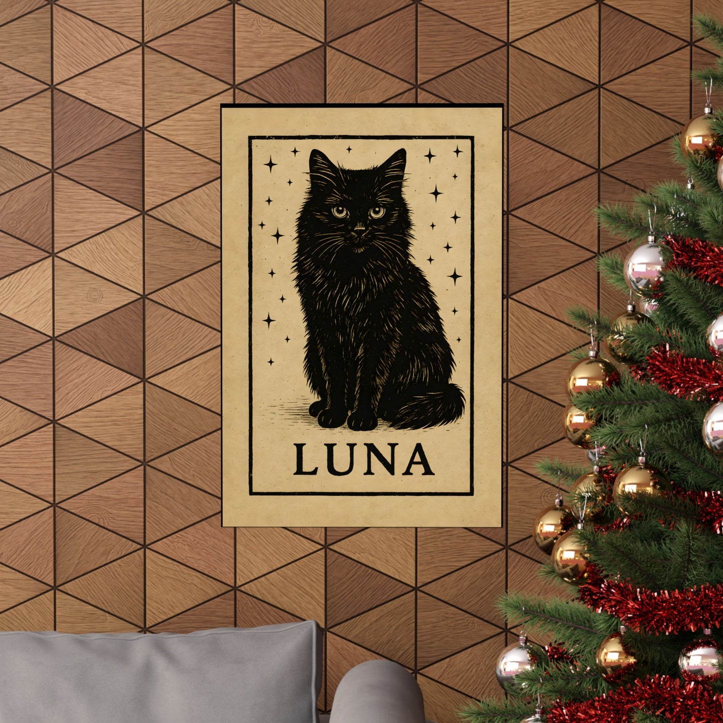 Mystical Black Cat Poster - Luna, Cat Art Print, Witchy Decor, Gift for Cat Lovers, Wall Art for Home, Magical Aesthetic