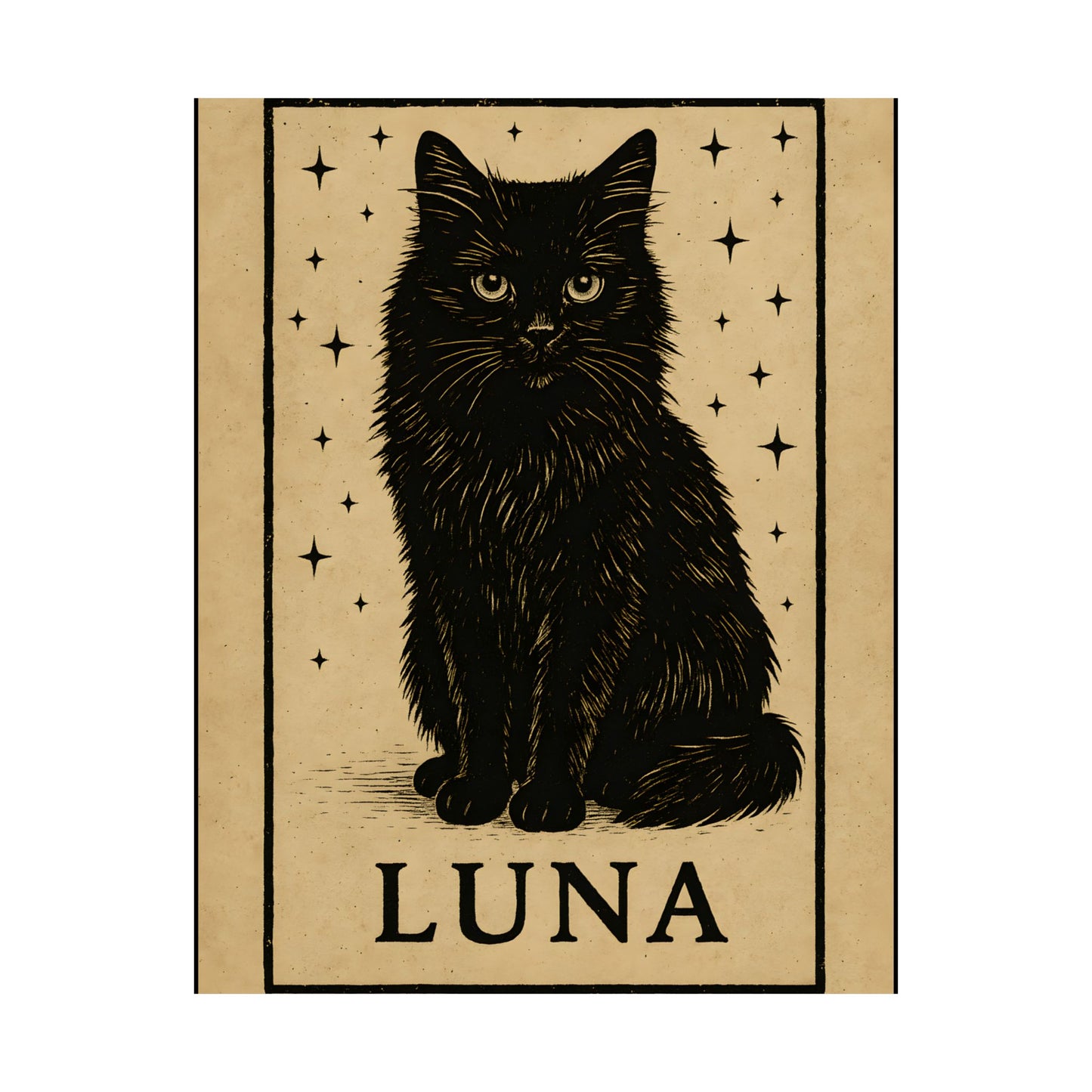 Mystical Black Cat Poster - Luna, Cat Art Print, Witchy Decor, Gift for Cat Lovers, Wall Art for Home, Magical Aesthetic