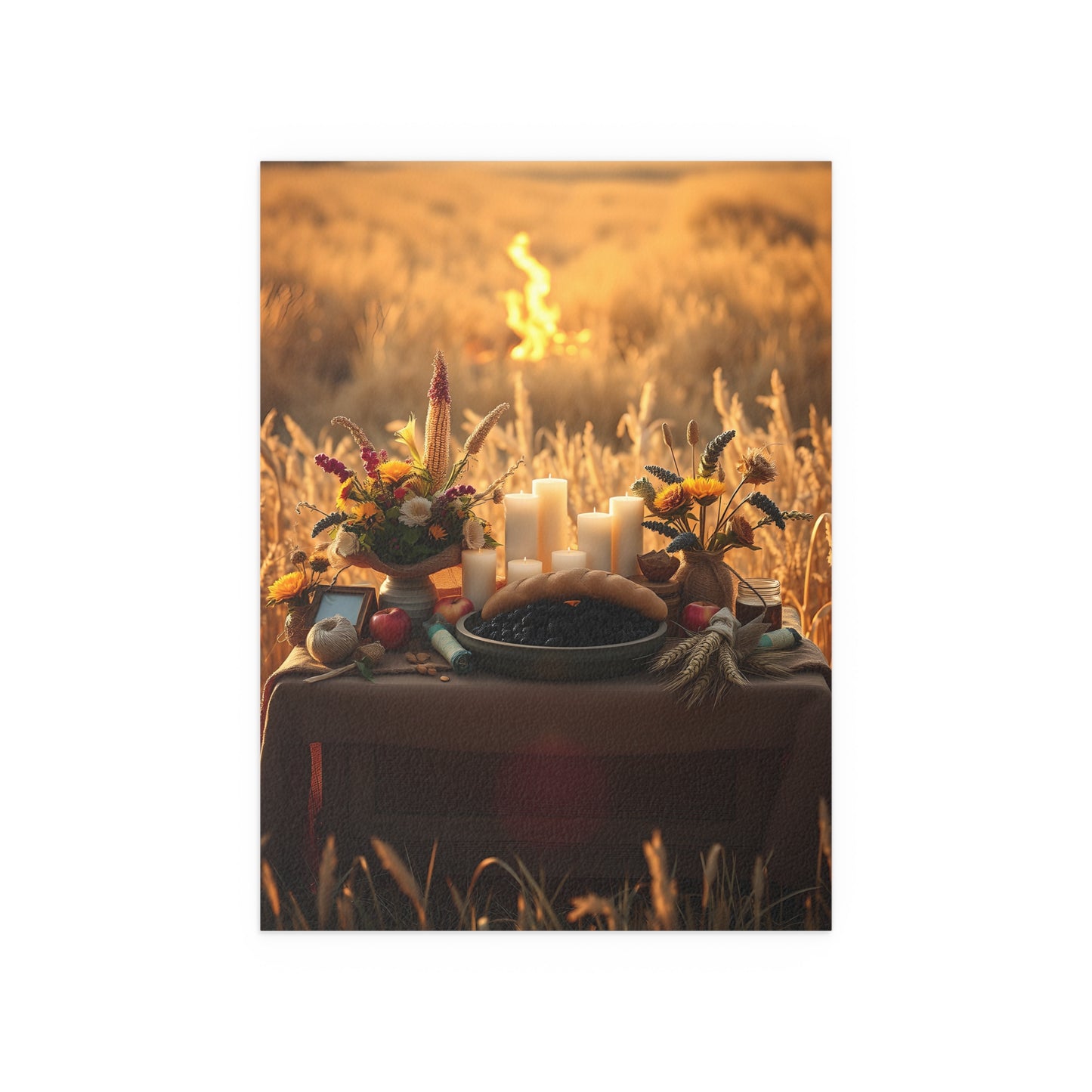 Silk Poster - Wiccan Harvest Altar Scene