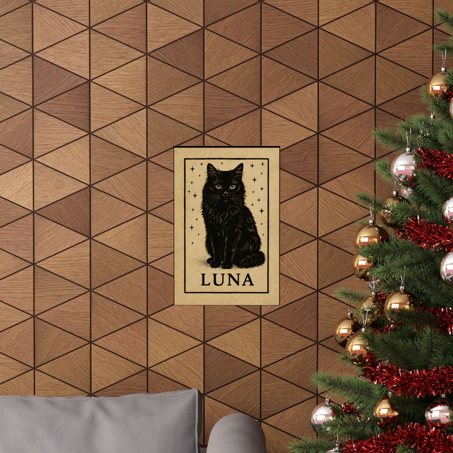 Mystical Black Cat Poster - Luna, Cat Art Print, Witchy Decor, Gift for Cat Lovers, Wall Art for Home, Magical Aesthetic