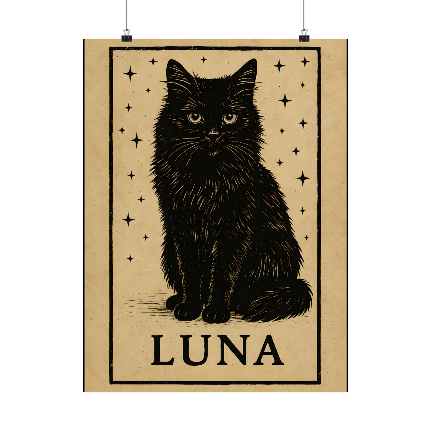 Mystical Black Cat Poster - Luna, Cat Art Print, Witchy Decor, Gift for Cat Lovers, Wall Art for Home, Magical Aesthetic
