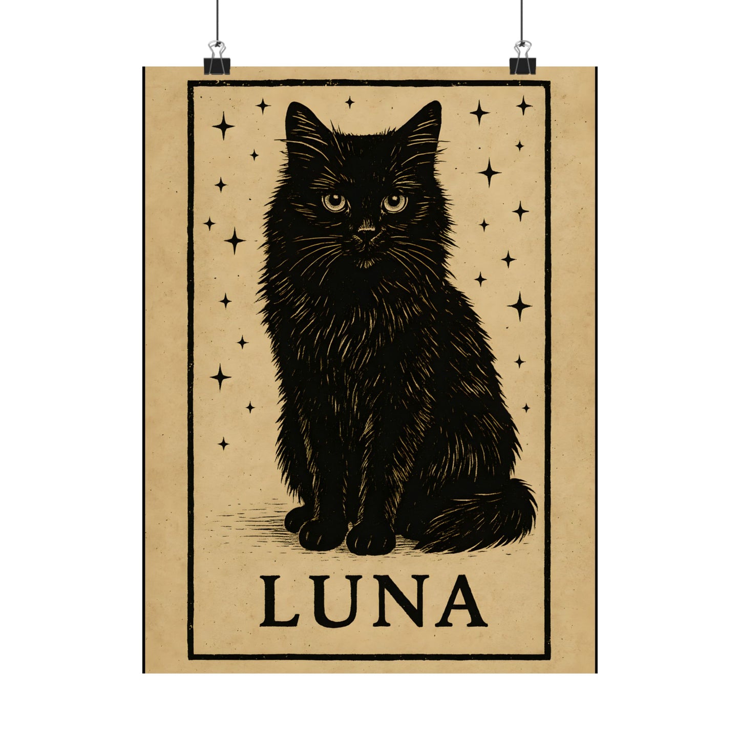 Mystical Black Cat Poster - Luna, Cat Art Print, Witchy Decor, Gift for Cat Lovers, Wall Art for Home, Magical Aesthetic