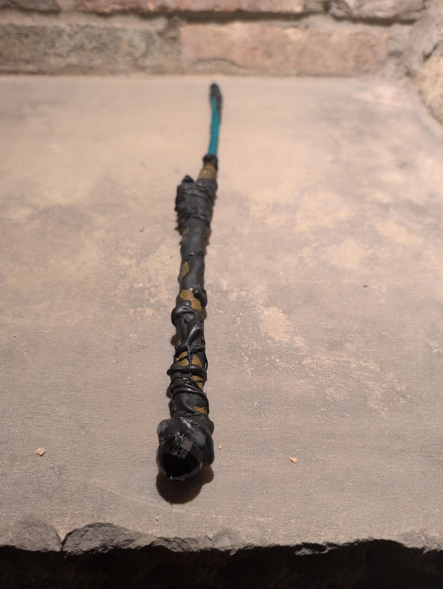 Wicca Journey Handcrafted Witch’s Wand – Moss Agate Tip, Resin Handle & Enchanted Details