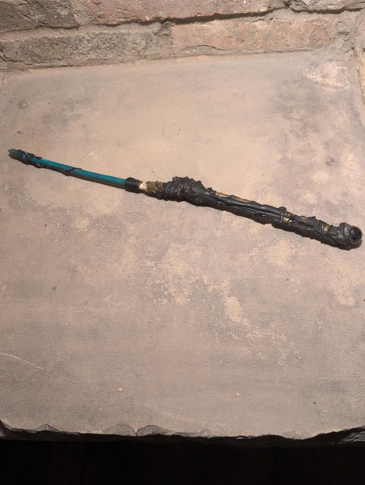 Wicca Journey Handcrafted Witch’s Wand – Moss Agate Tip, Resin Handle & Enchanted Details