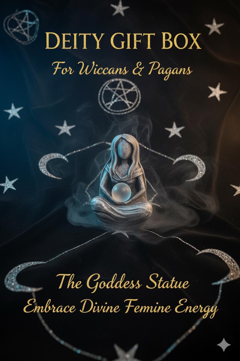 Wiccan Deity Gift Box - Moon Goddess and Cernunnos Altar Set with Red and Green Ritual Candles Pagan Spiritual Gift